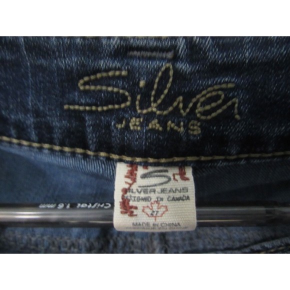 Silver Women Jeans Size 27 Blue Low Rise Tuesday Flap Faded Flare Dark Denim - Picture 3 of 5
